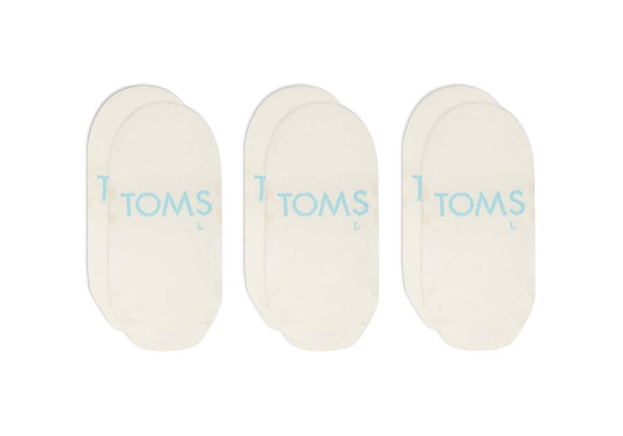 Calcetines Toms Ultimate No Show Socks Off-White 3 Pack Beige Chile | CL903-171