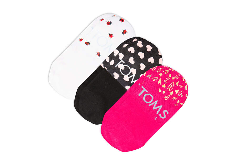 Calcetines Toms Ultimate No Show Socks Valentines 3 Pack Rosas Multicolor Chile | CL140-284