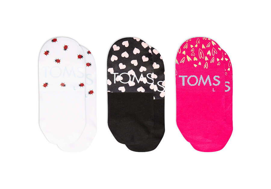 Calcetines Toms Ultimate No Show Socks Valentines 3 Pack Rosas Multicolor Chile | CL140-284