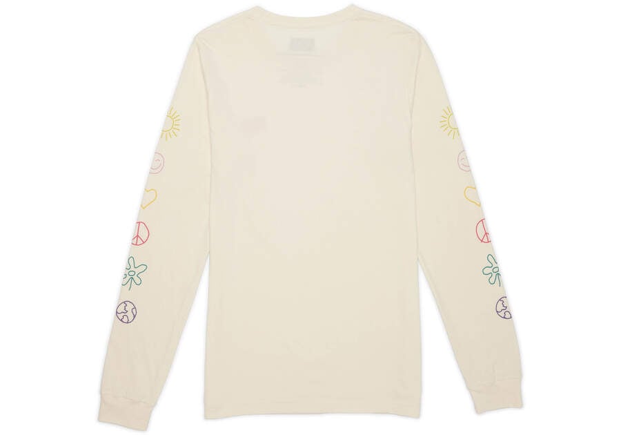 Camiseta Toms Icon Long Sleeve Tee Beige Chile | CL598-552