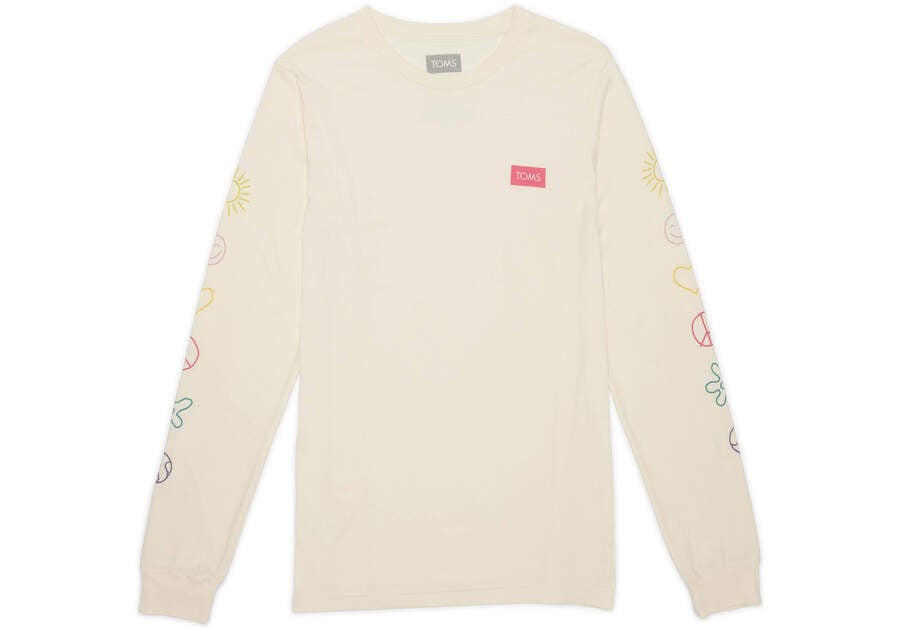 Camiseta Toms Icon Long Sleeve Tee Beige Chile | CL909-652