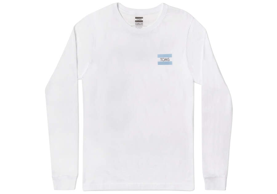 Camiseta Toms Logo Long Sleeve Tee Blancas Chile | CL011-397