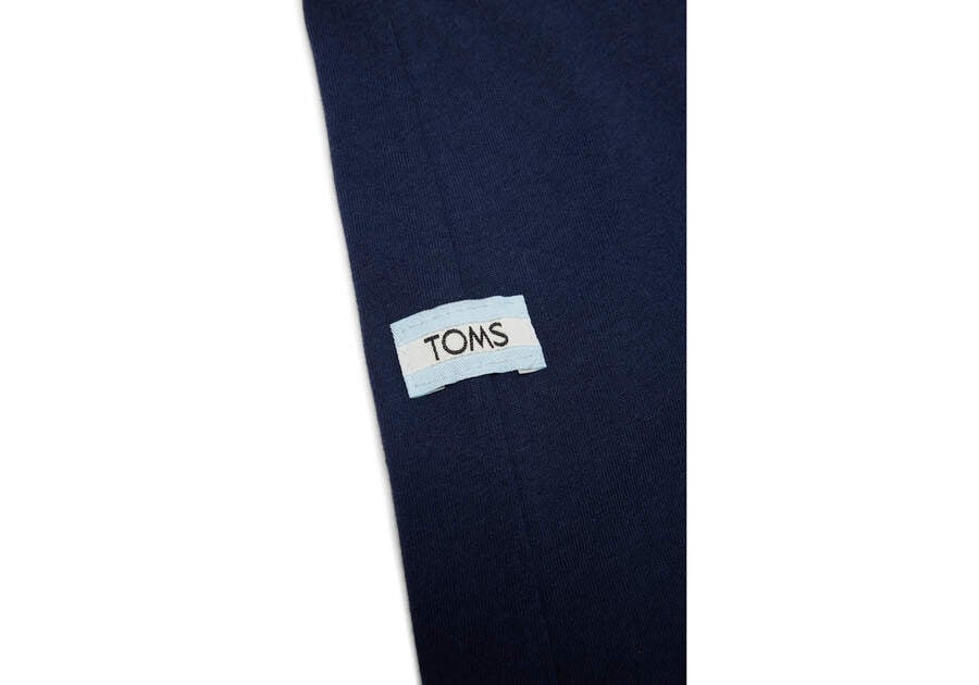 Camiseta Toms Stacked Logo Long Sleeve Tee Azul Marino Chile | CL641-500