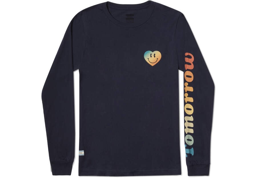 Camiseta Toms TOMORROW Logo Long Sleeve Azul Marino Chile | CL854-094