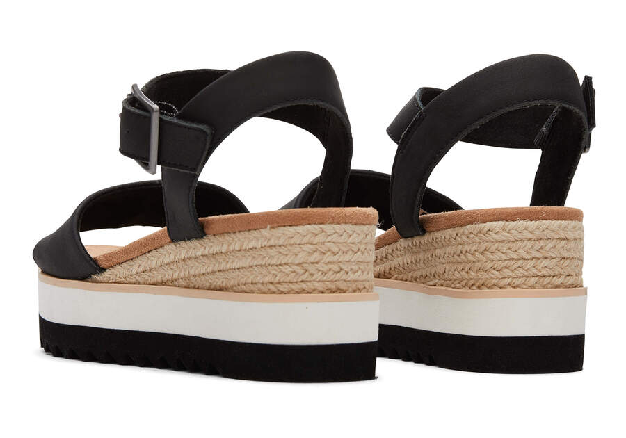 Sandalias Toms Diana Cuero Wedge Sandal Negras Chile | CL047-997