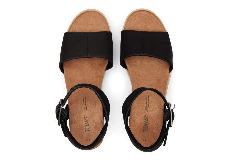 Sandalias Toms Diana Cuero Wedge Sandal Negras Chile | CL047-997