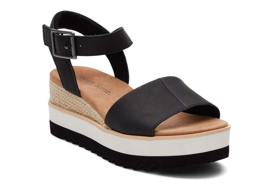 Sandalias Toms Diana Cuero Wedge Sandal Negras Chile | CL047-997