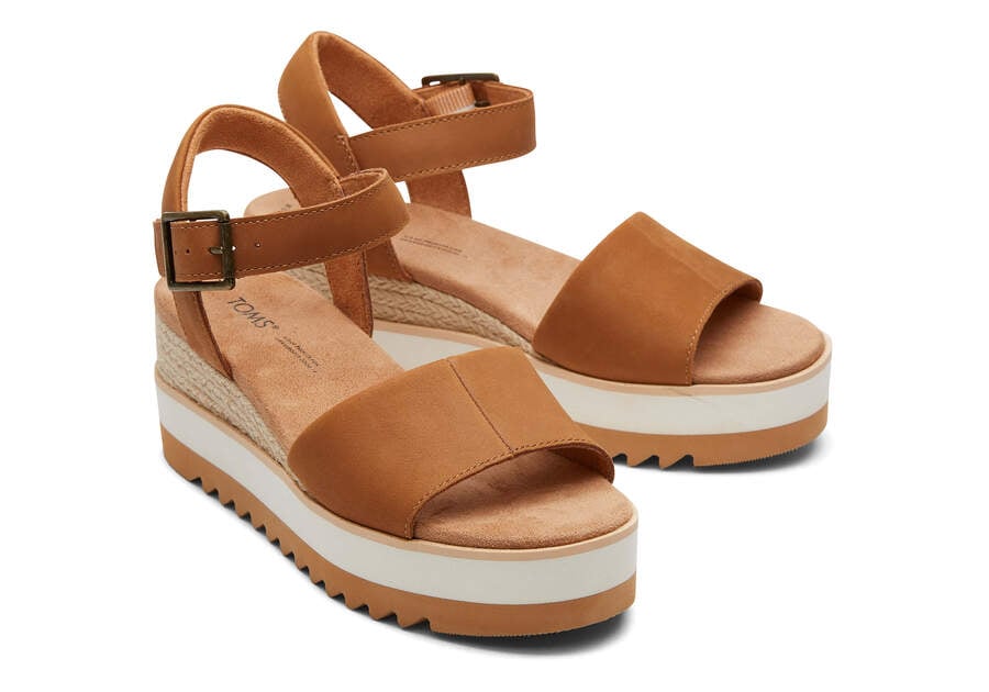 Sandalias Toms Diana Cuero Wedge Sandal Marrones Chile | CL887-526