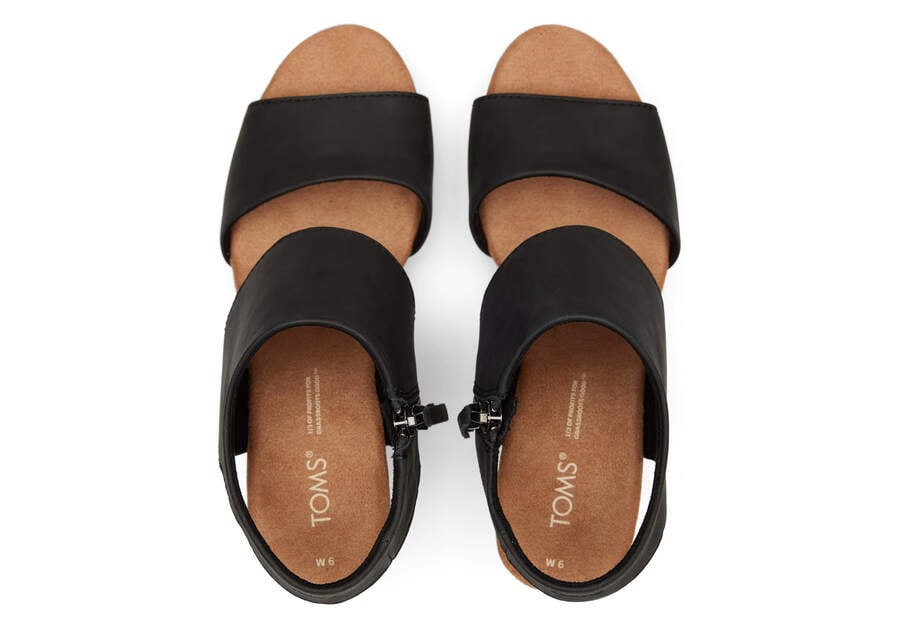 Sandalias Toms Majorca Cuero Plataforma Sandal Negras Chile | CL253-131