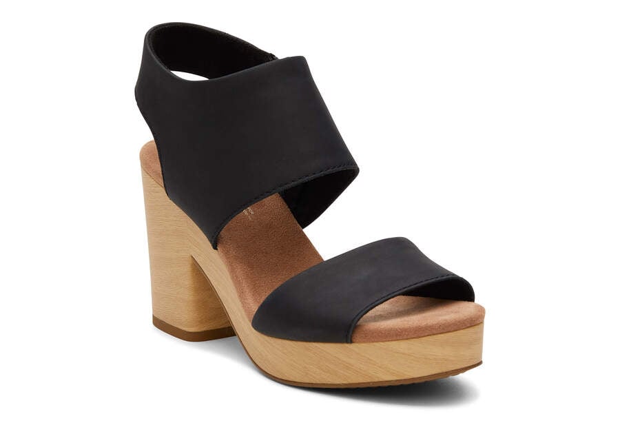 Sandalias Toms Majorca Cuero Plataforma Sandal Negras Chile | CL253-131