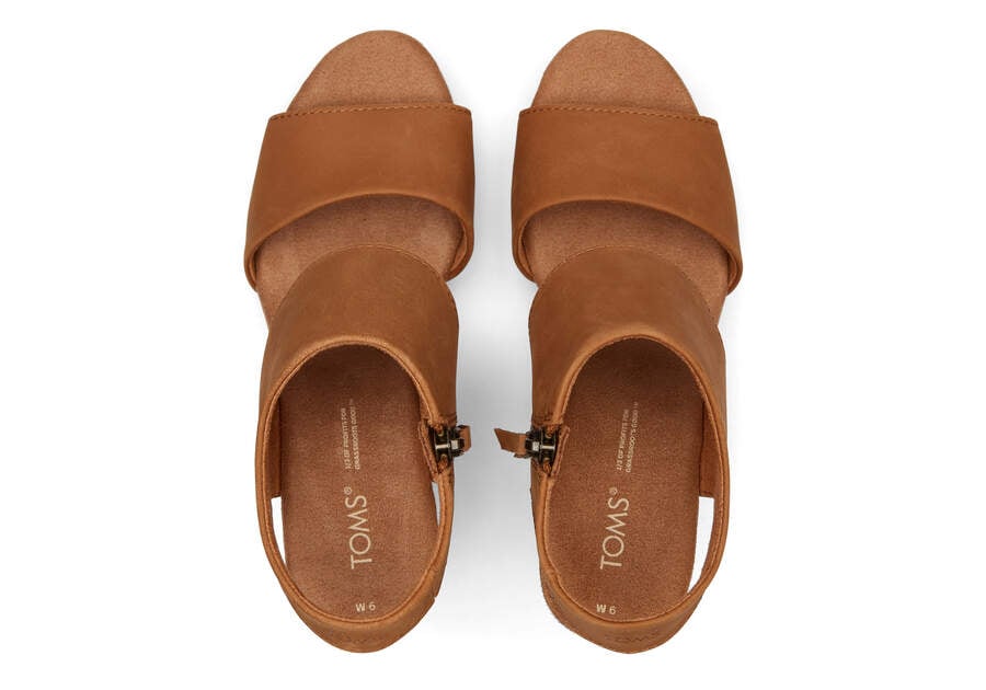 Sandalias Toms Majorca Cuero Plataforma Sandal Marrones Chile | CL299-503