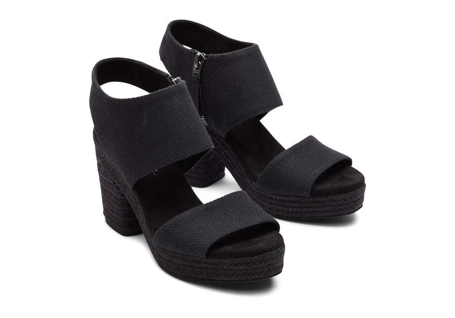 Sandalias Toms Majorca Rope Plataforma Sandal Negras Chile | CL928-360