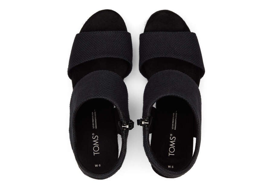 Sandalias Toms Majorca Rope Plataforma Sandal Negras Chile | CL928-360