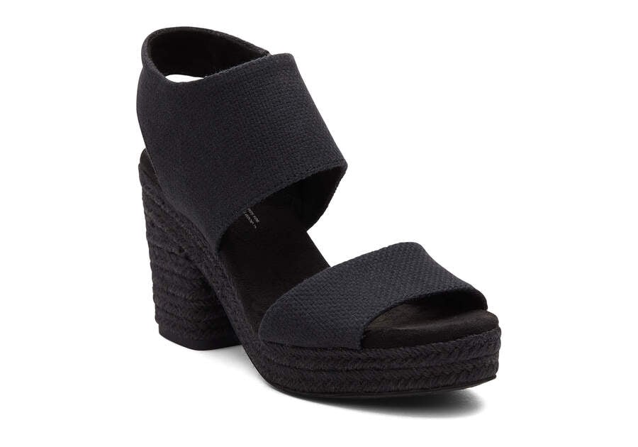 Sandalias Toms Majorca Rope Plataforma Sandal Negras Chile | CL928-360