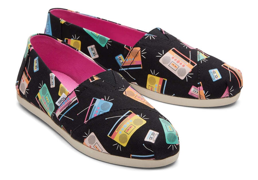 Toms Alpargata Boom Boxes Negras Verde Menta Chile | CL160-085