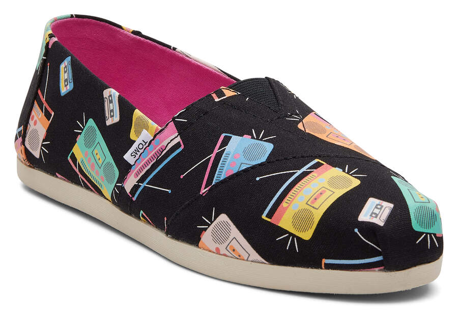 Toms Alpargata Boom Boxes Negras Verde Menta Chile | CL160-085