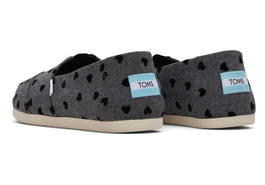 Toms Alpargata Embroidered Hearts Negras Chile | CL430-465