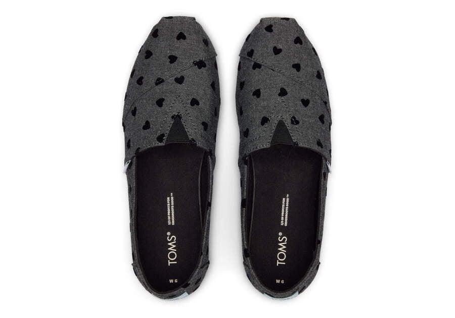 Toms Alpargata Embroidered Hearts Negras Chile | CL430-465