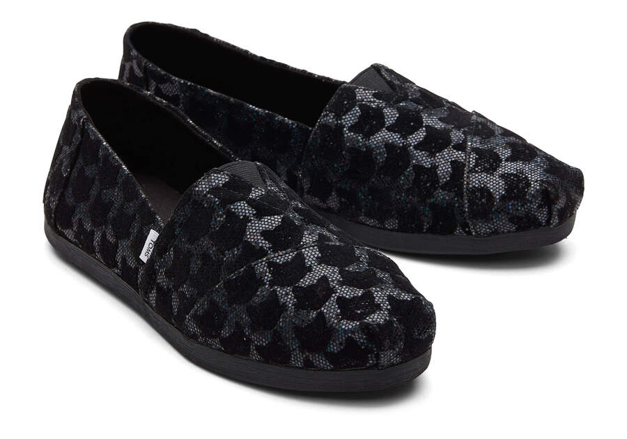 Toms Alpargata Glitter Cats Negras Chile | CL453-988