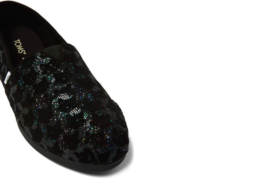 Toms Alpargata Glitter Cats Negras Chile | CL453-988