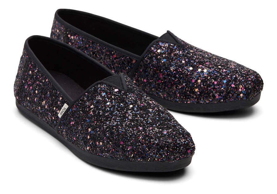 Toms Alpargata Glitter Negras Chile | CL754-645