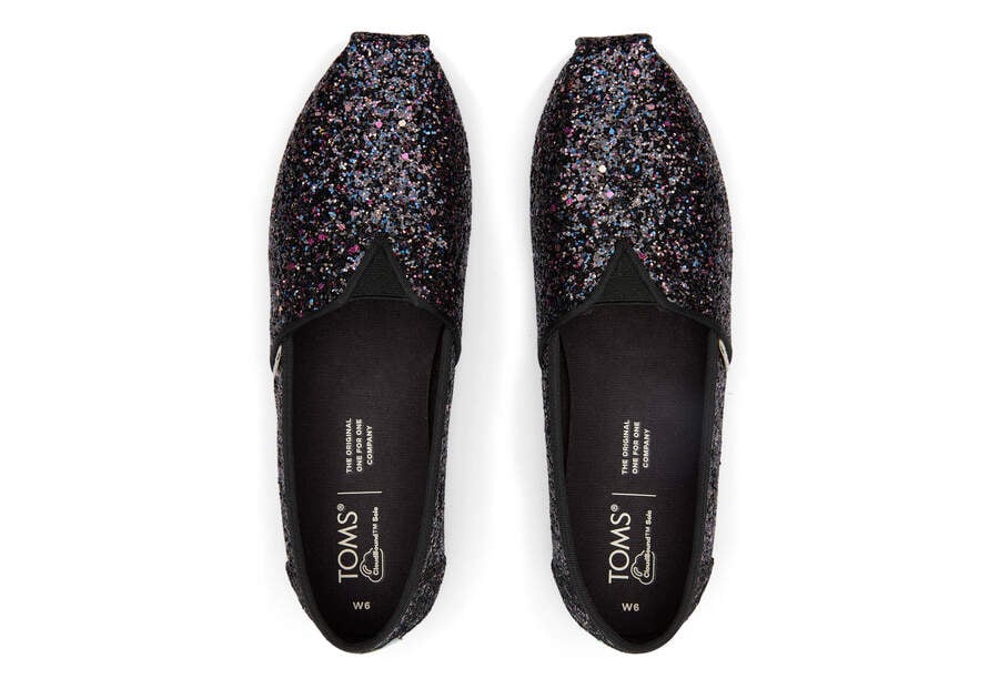 Toms Alpargata Glitter Negras Chile | CL754-645