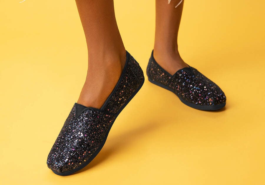 Toms Alpargata Glitter Negras Chile | CL754-645