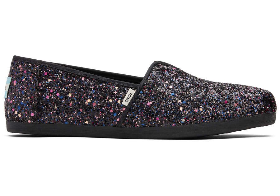 Toms Alpargata Glitter Negras Chile | CL754-645