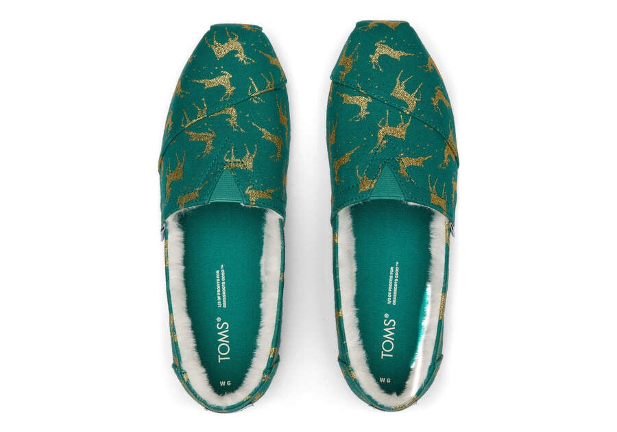 Toms Alpargata Glitter Reindeer Verde Chile | CL424-488