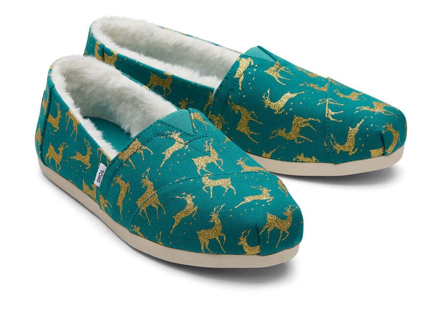 Toms Alpargata Glitter Reindeer Verde Chile | CL424-488