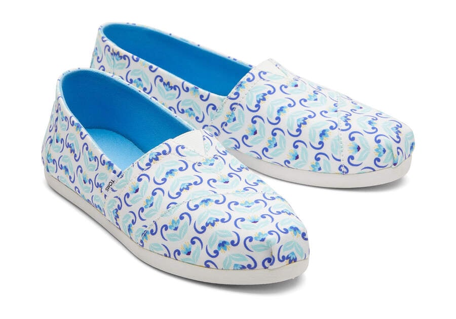 Toms Alpargata Mediterranean Flowers Azules Azul Marino Chile | CL280-456