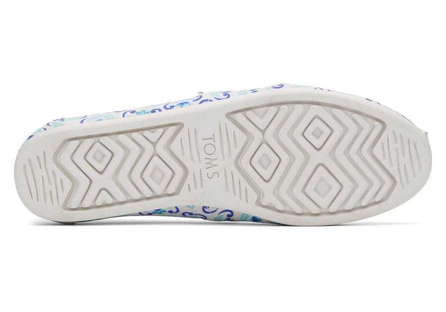 Toms Alpargata Mediterranean Flowers Azules Azul Marino Chile | CL280-456