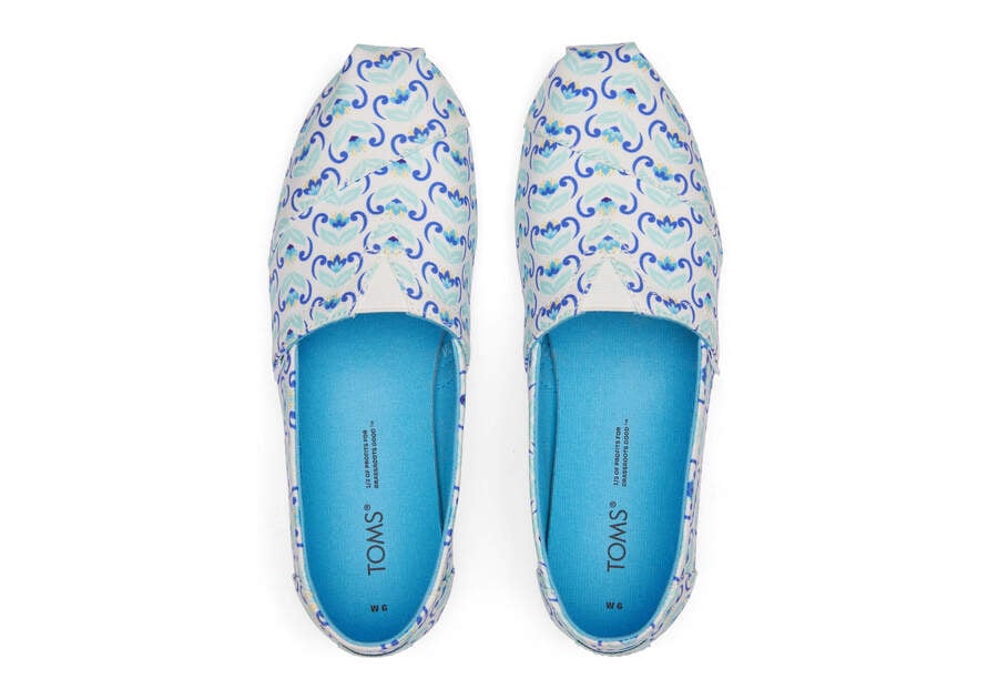 Toms Alpargata Mediterranean Flowers Azules Azul Marino Chile | CL280-456