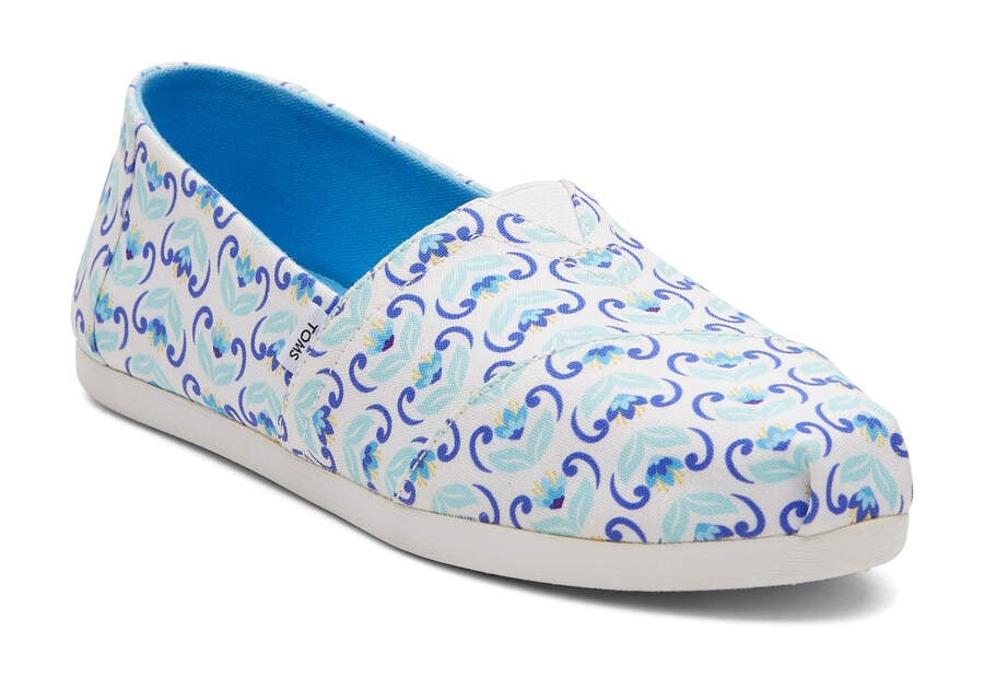 Toms Alpargata Mediterranean Flowers Azules Azul Marino Chile | CL280-456