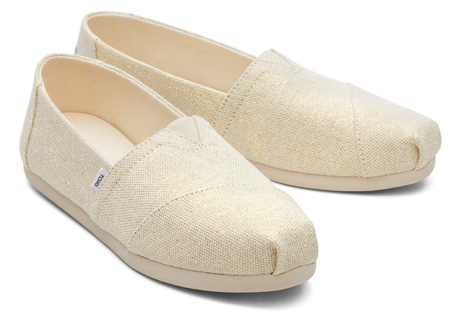 Toms Alpargata Metallic Linen Creme Metal Chile | CL778-633