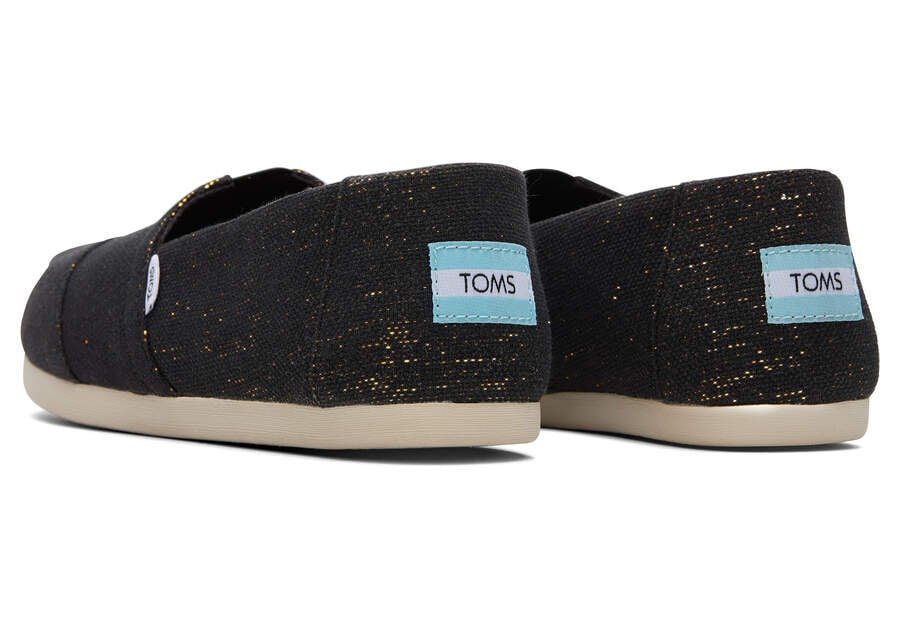 Toms Alpargata Metallic Linen Negras Metal Chile | CL864-559