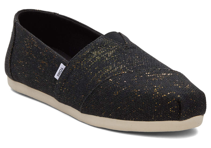 Toms Alpargata Metallic Linen Negras Metal Chile | CL864-559