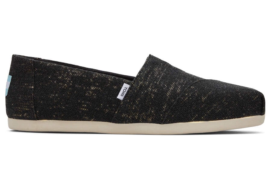 Toms Alpargata Metallic Linen Negras Metal Chile | CL864-559