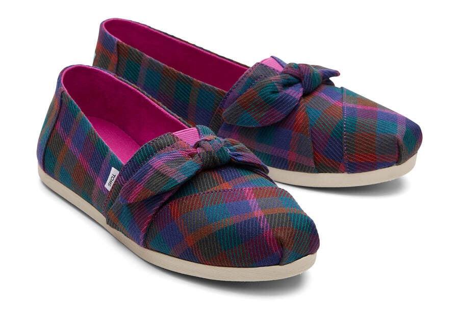 Toms Alpargata Plaid Bow Fucsia Oscuro Chile | CL942-376