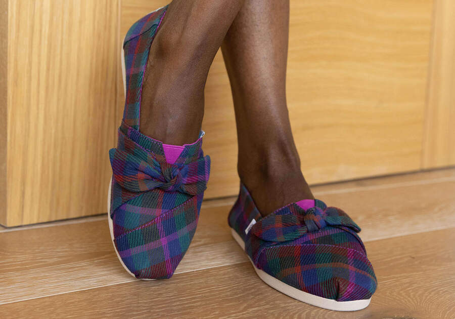 Toms Alpargata Plaid Bow Fucsia Oscuro Chile | CL942-376