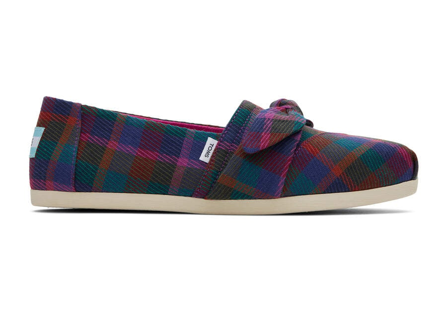 Toms Alpargata Plaid Bow Fucsia Oscuro Chile | CL942-376