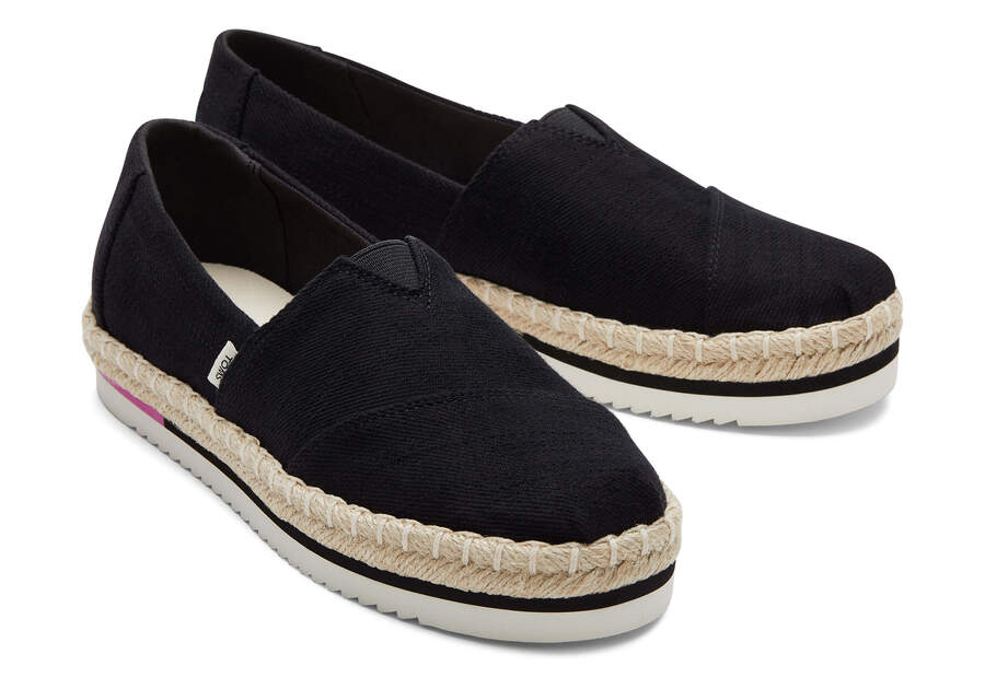 Toms Alpargata Rope Plataforma Negras Chile | CL492-621