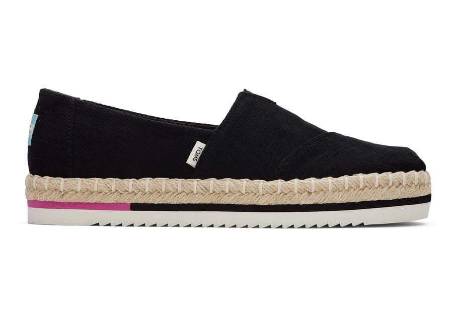 Toms Alpargata Rope Plataforma Negras Chile | CL492-621