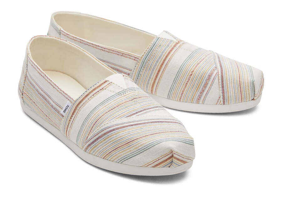 Toms Alpargata Stripes Recycled Algodon Creme Rayadas Chile | CL350-860