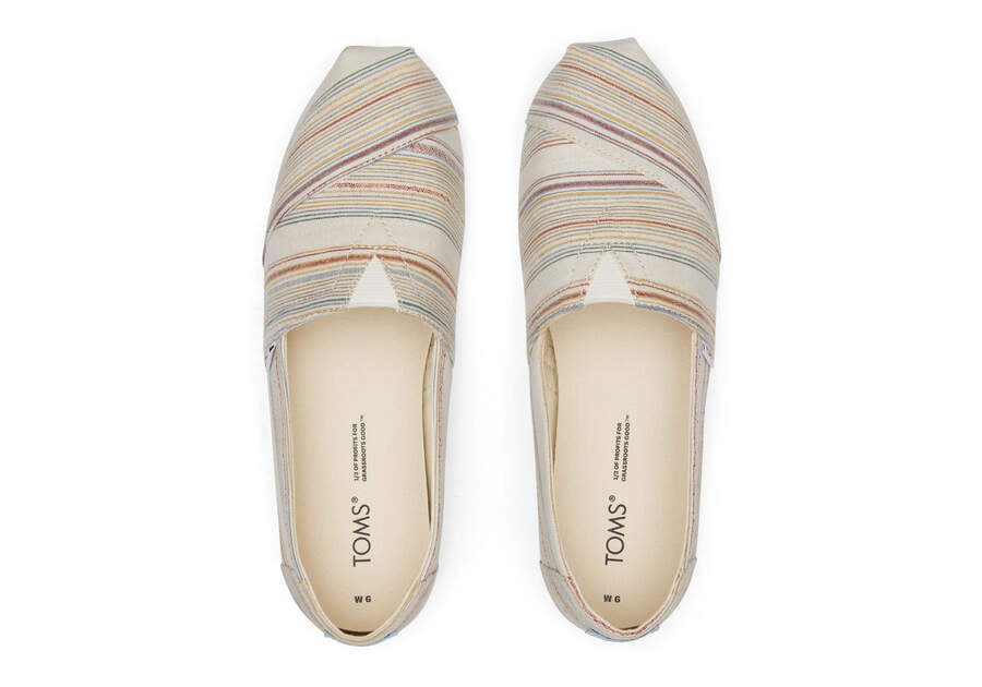 Toms Alpargata Stripes Recycled Algodon Creme Rayadas Chile | CL350-860