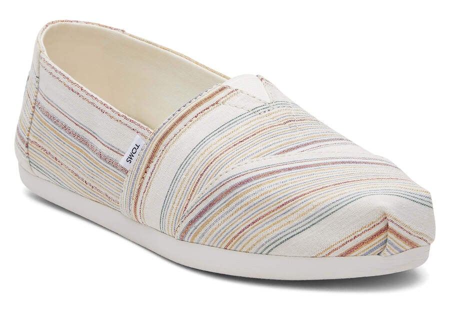 Toms Alpargata Stripes Recycled Algodon Creme Rayadas Chile | CL350-860