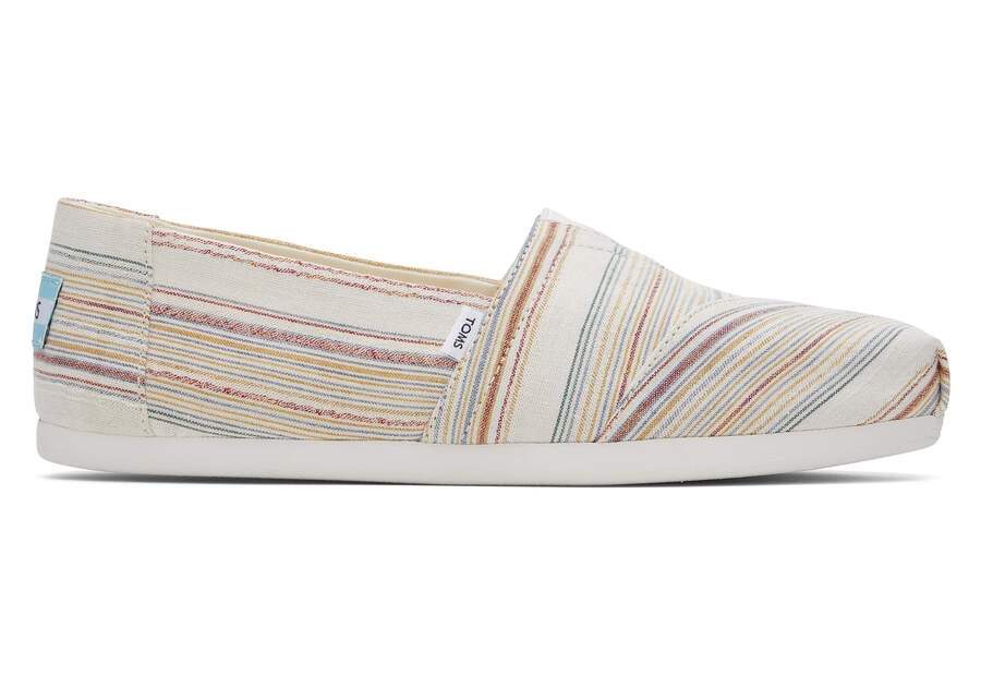 Toms Alpargata Stripes Recycled Algodon Creme Rayadas Chile | CL350-860