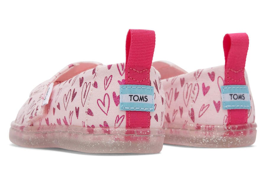 Toms Tiny Alpargata Foil Hearts Print Rosas Chile | CL722-583