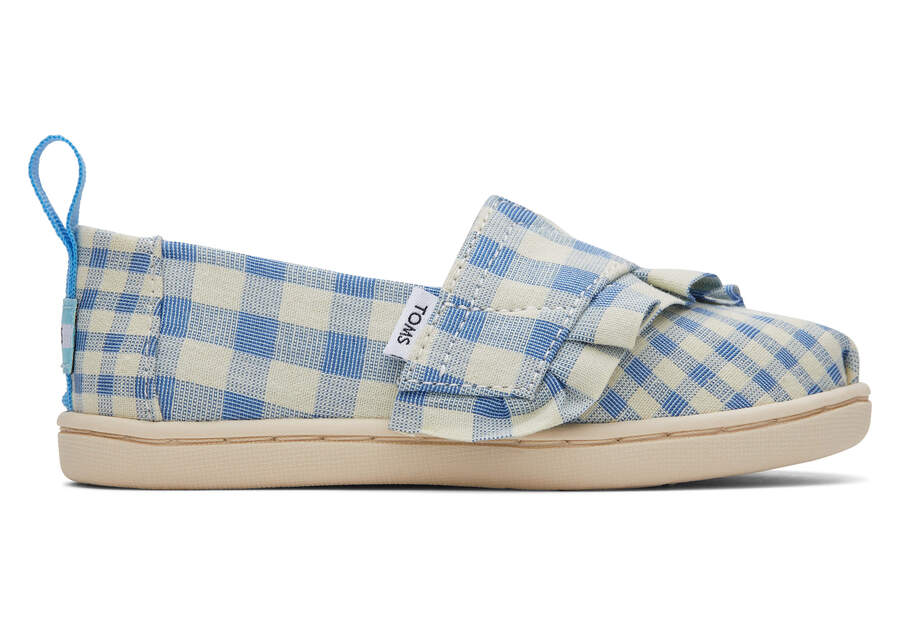 Toms Tiny Alpargata Gingham Ruffle Azules Chile | CL918-141