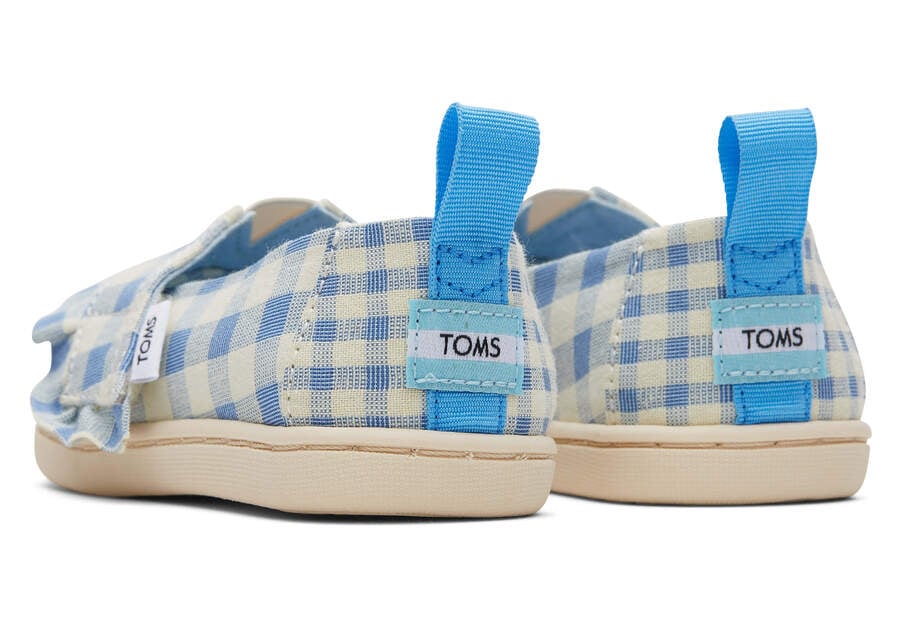 Toms Tiny Alpargata Gingham Ruffle Azules Chile | CL918-141